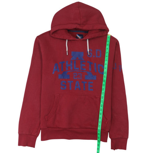Superdry Mens Red Pullover Hoodie Size M Fleece Logo Sweatshirt