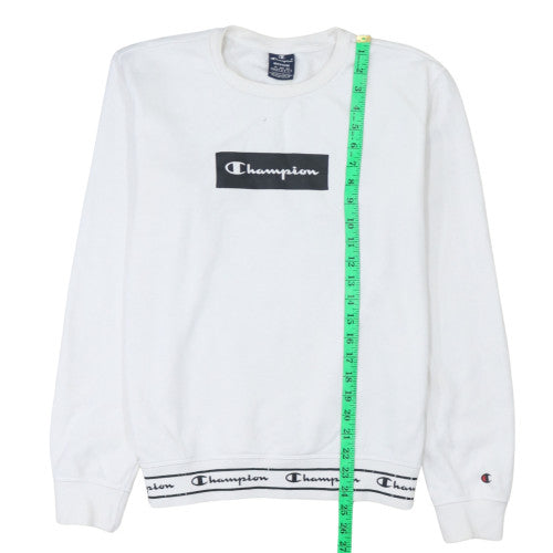 Champion Men's White Logo Pullover Sweatshirt Medium