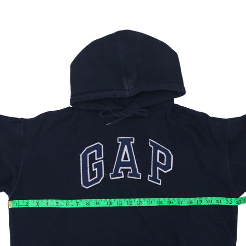 GAP Men's Blue Pullover Hoodie M Embroidered Logo Fleece Sweatshirt
