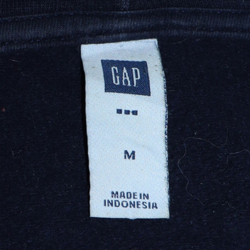 GAP Men's Blue Pullover Hoodie M Embroidered Logo Fleece Sweatshirt