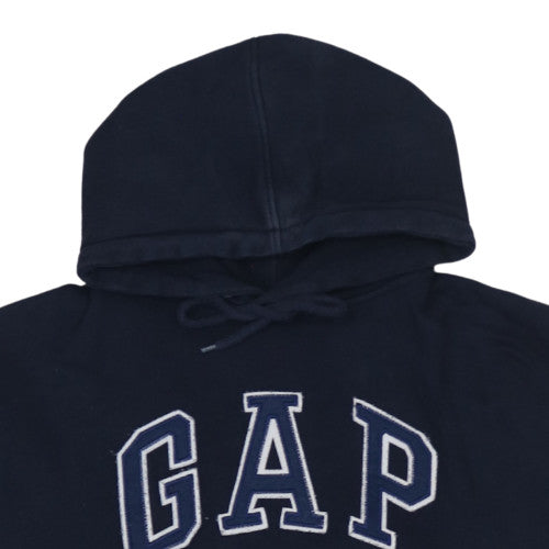 GAP Men's Blue Pullover Hoodie M Embroidered Logo Fleece Sweatshirt
