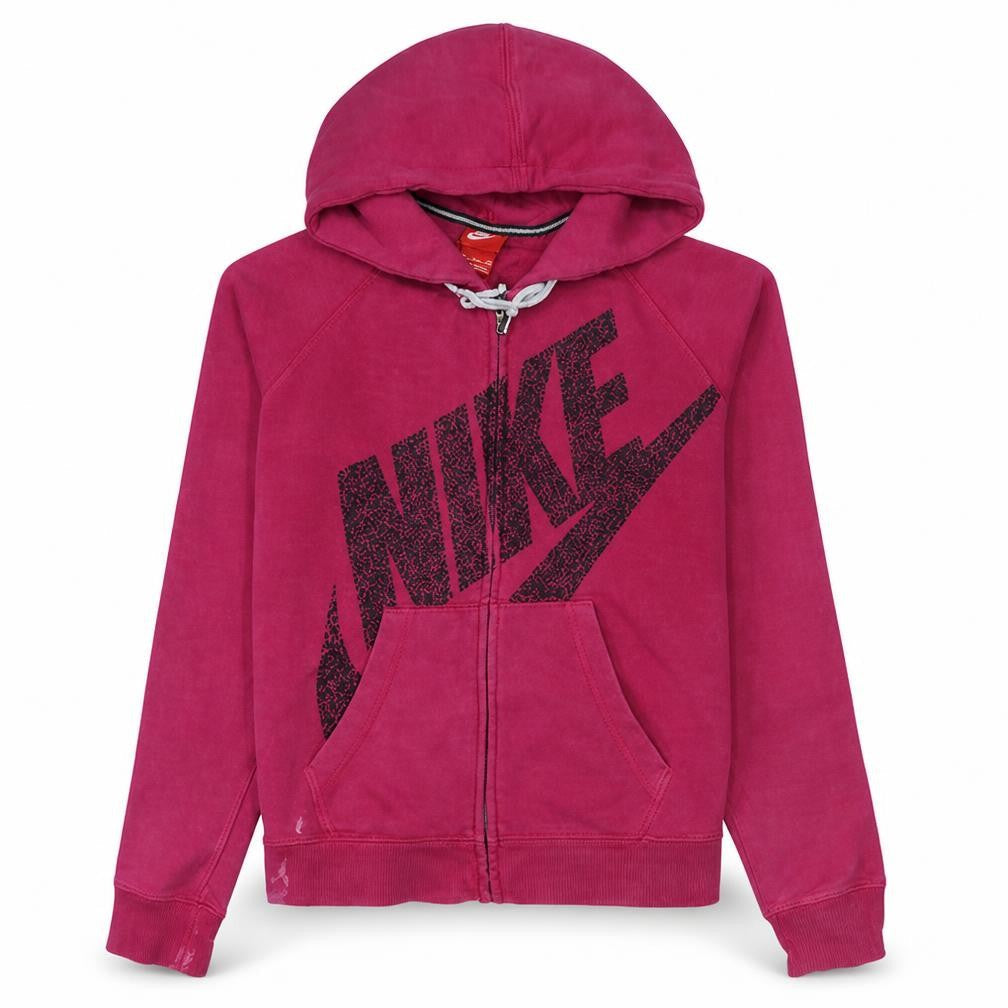 Nike Womens Pink Full Zip Hoodie M Logo Graphic Casual Sweatshirt