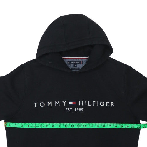 Tommy Hilfiger Men's Black Pullover Hoodie M Logo Cotton Sweatshirt