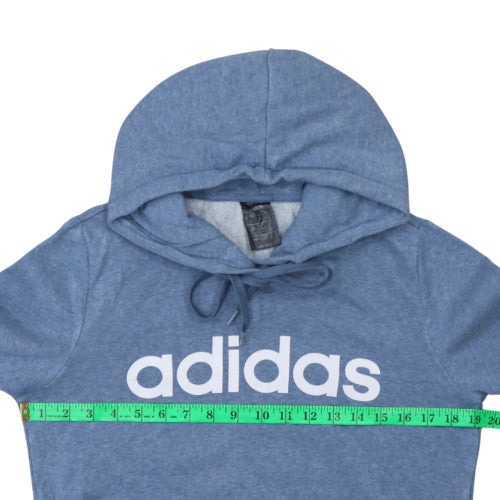 Adidas Womens Blue Pullover Hoodie Small Hooded Logo Sweatshirt