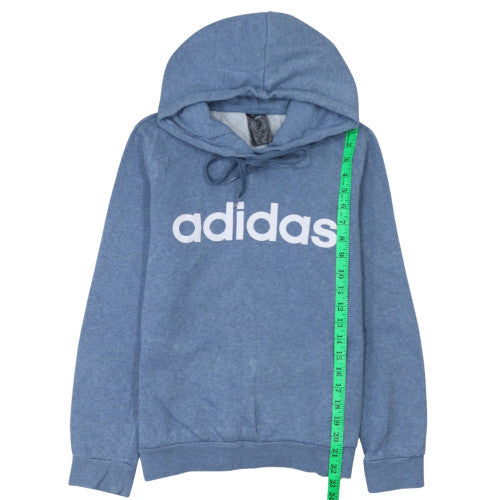 Adidas Womens Blue Pullover Hoodie Small Hooded Logo Sweatshirt