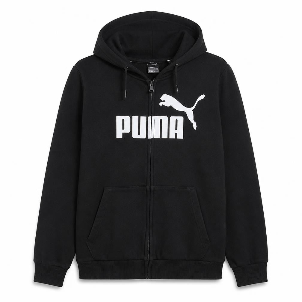 Puma Men's Black XL Full Zip Hoodie with Logo and Pockets