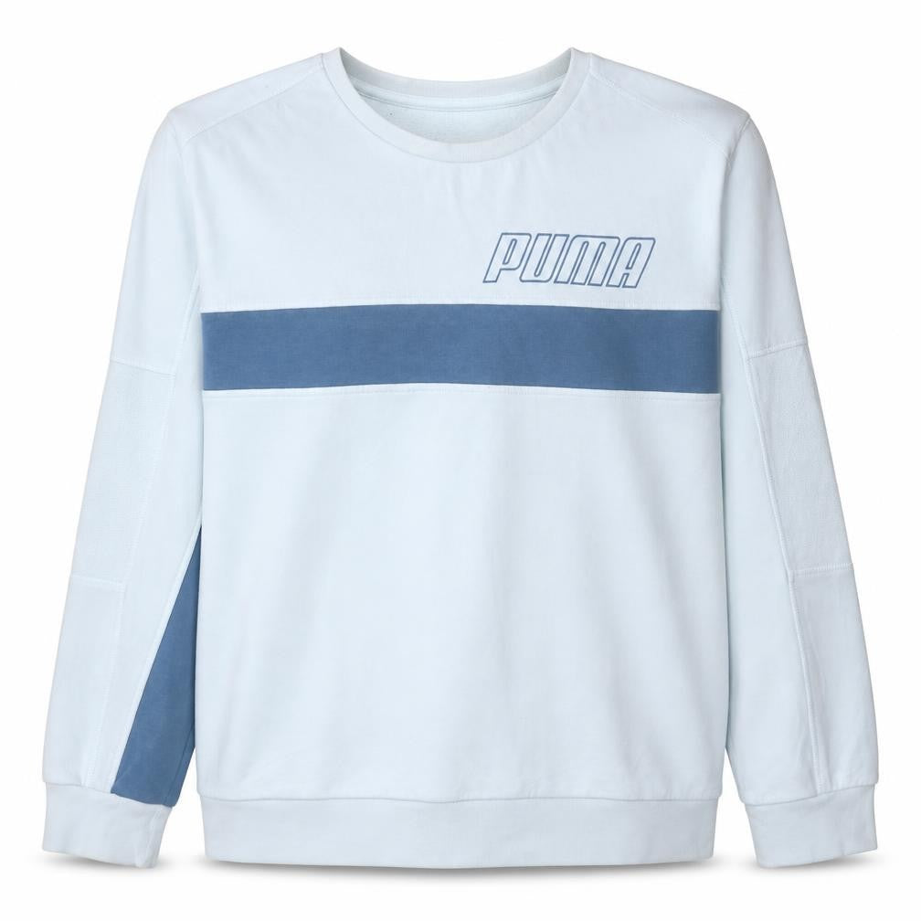 Puma Men’s White Blue 2XL Pullover Crew Neck Sweatshirt