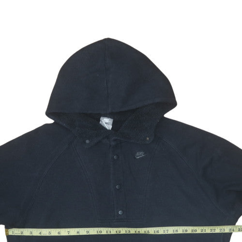 Nike Men's Black L Henley Fleece Hoodie Pullover Sweatshirt