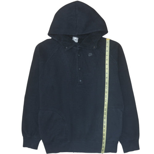 Nike Men's Black L Henley Fleece Hoodie Pullover Sweatshirt