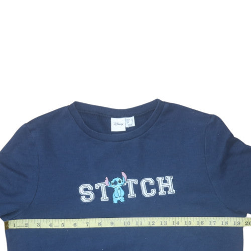 Disney Women Navy Blue Stitch Sweatshirt UK 10 Pullover Crew Neck