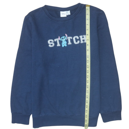 Disney Women Navy Blue Stitch Sweatshirt UK 10 Pullover Crew Neck