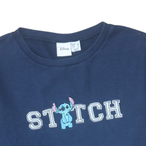 Disney Women Navy Blue Stitch Sweatshirt UK 10 Pullover Crew Neck