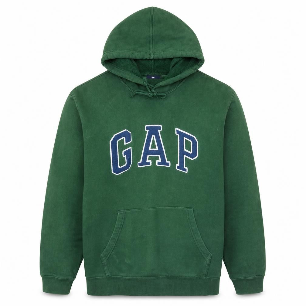 GAP Men's Green Pullover Hoodie L Logo Fleece Sweatshirt