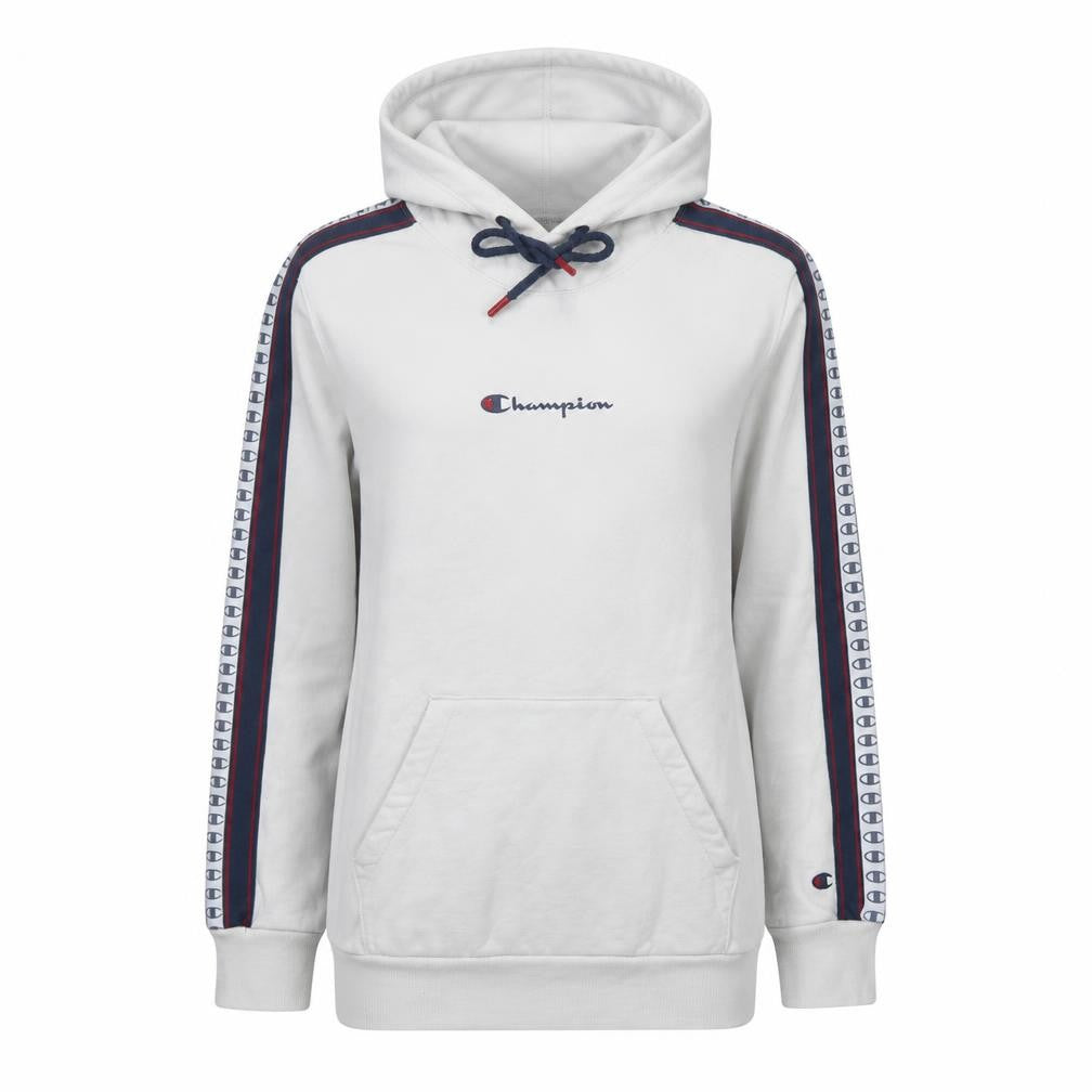 Champion Men's White Pullover Hoodie Medium Logo Stripe
