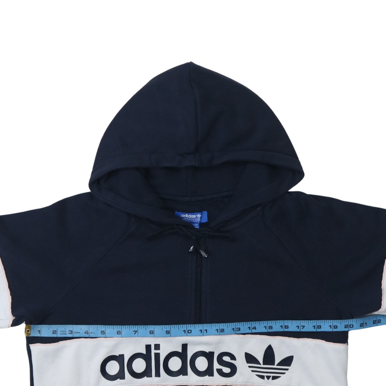 Adidas Womens Navy Blue 1/2 Zip Hooded Sweatshirt Size L