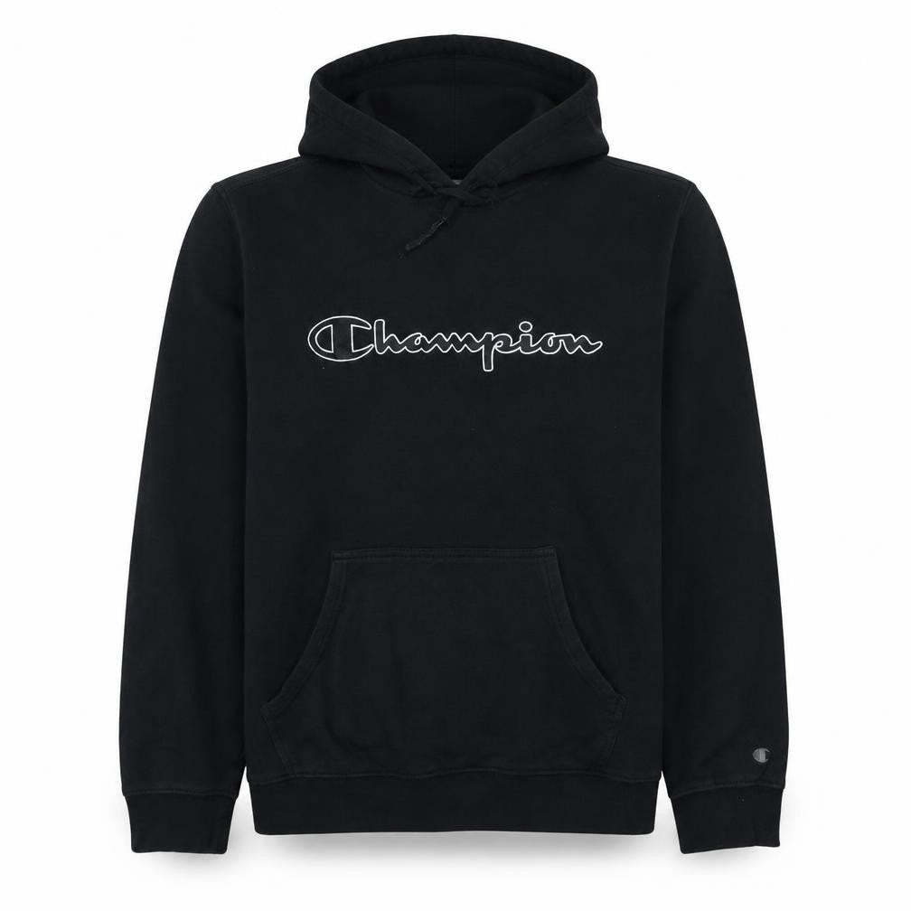 Champion Men's Black XL Pullover Hoodie with Logo Embroidery