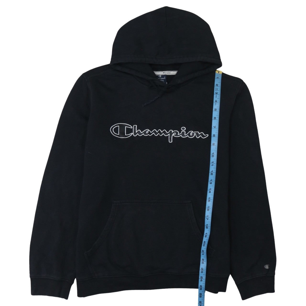 Champion Men's Black XL Pullover Hoodie with Logo Embroidery