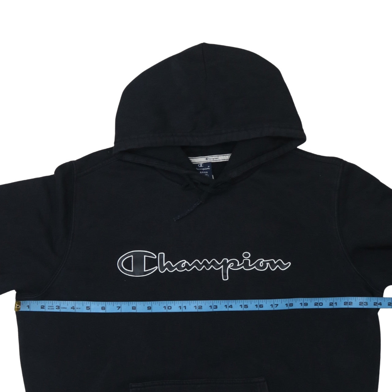 Champion Men's Black XL Pullover Hoodie with Logo Embroidery
