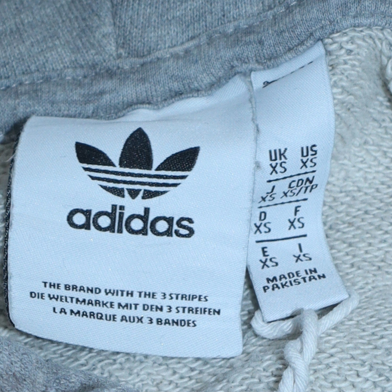 Adidas Mens Grey Pullover Hoodie XS Regular Fit Logo Sweatshirt