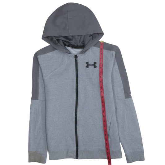 Under Armour Teens Grey Full Zip Hoodie L Relaxed Fit ColdGear