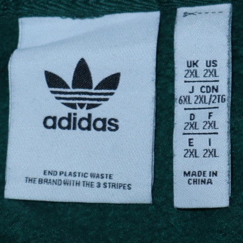Adidas Men's Green 2XL Pullover Hoodie with Logo and Pockets