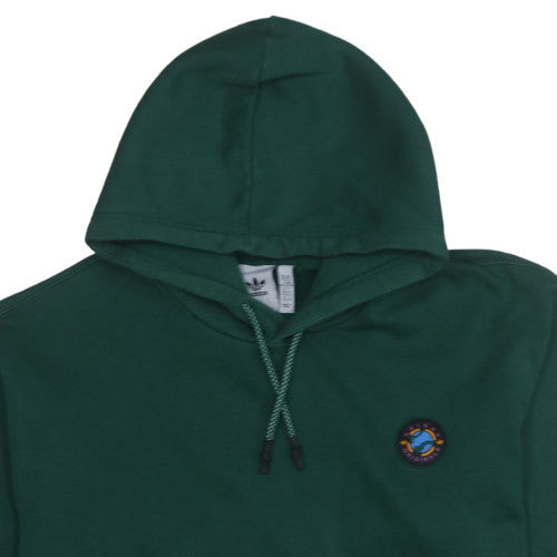 Adidas Men's Green 2XL Pullover Hoodie with Logo and Pockets