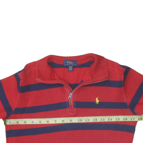 Polo Ralph Lauren Teens Red Blue Striped 1/4 Zip Sweatshirt M