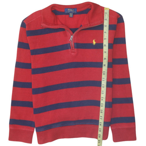 Polo Ralph Lauren Teens Red Blue Striped 1/4 Zip Sweatshirt M