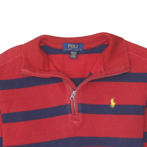 Polo Ralph Lauren Teens Red Blue Striped 1/4 Zip Sweatshirt M