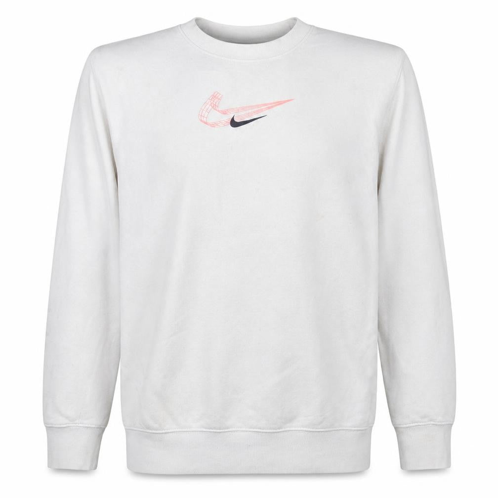 Nike Men's White Crew Neck Logo Pullover Sweatshirt M
