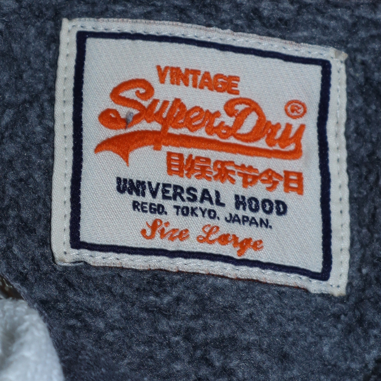 Superdry Mens Blue Pullover Hoodie Large Graphic Logo Sweatshirt