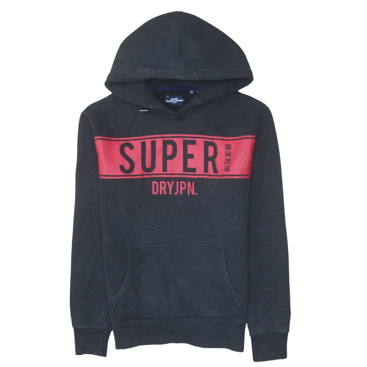 Superdry Men's Black Pullover Hoodie Size S Graphic Logo Fleece