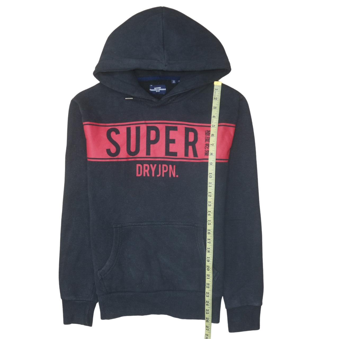 Superdry Men's Black Pullover Hoodie Size S Graphic Logo Fleece