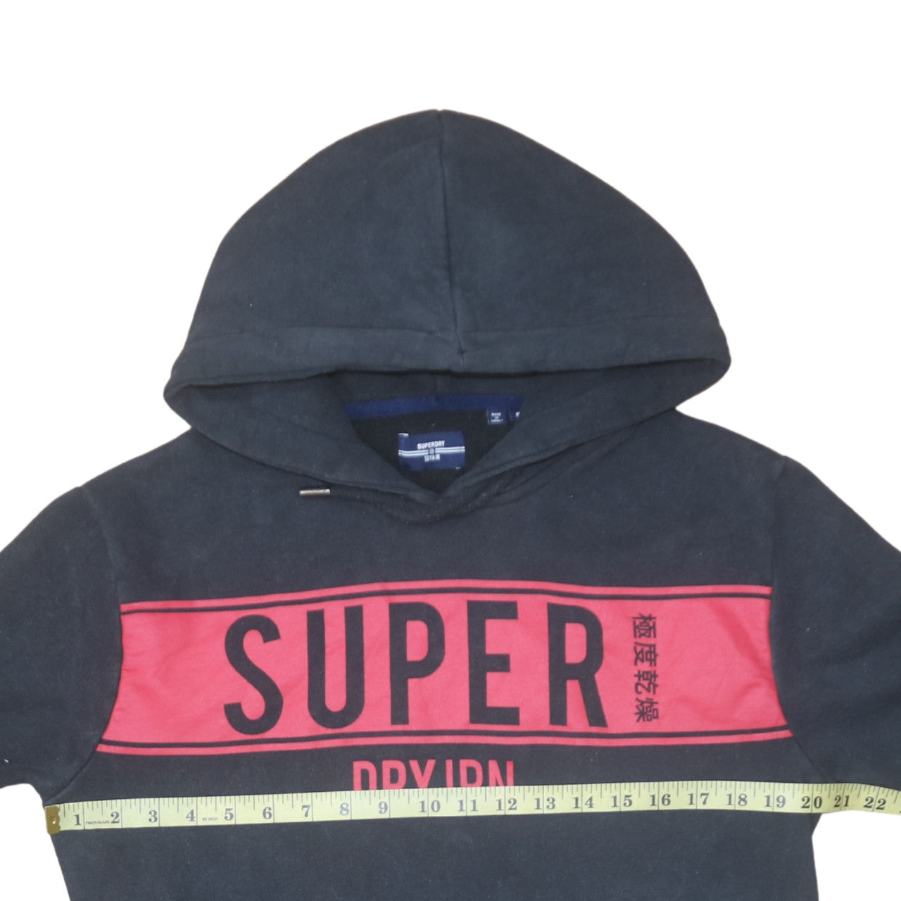 Superdry Men's Black Pullover Hoodie Size S Graphic Logo Fleece