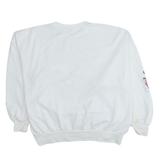 H&M Women White Disney Sweatshirt Medium Minnie Embroidered Pullover