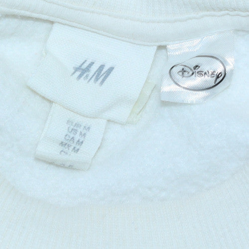 H&M Women White Disney Sweatshirt Medium Minnie Embroidered Pullover