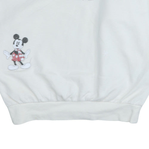 H&M Women White Disney Sweatshirt Medium Minnie Embroidered Pullover