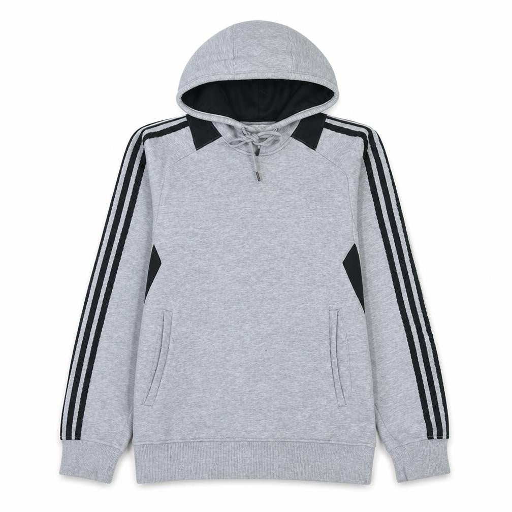 Adidas Men’s Grey Pullover Hoodie Size M Sports Fleece Sweatshirt