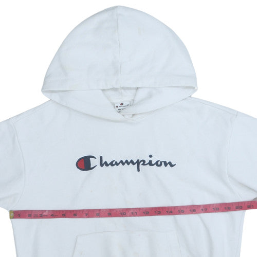 Champion Men's White Pullover Hoodie Medium Graphic Logo Sportswear