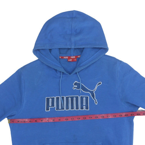 Puma Men's Blue Pullover Hoodie Size M Logo Fleece Sweatshirt