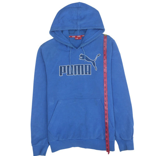 Puma Men's Blue Pullover Hoodie Size M Logo Fleece Sweatshirt