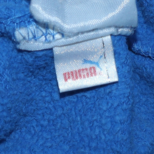 Puma Men's Blue Pullover Hoodie Size M Logo Fleece Sweatshirt
