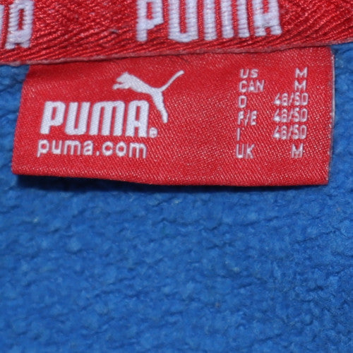 Puma Men's Blue Pullover Hoodie Size M Logo Fleece Sweatshirt