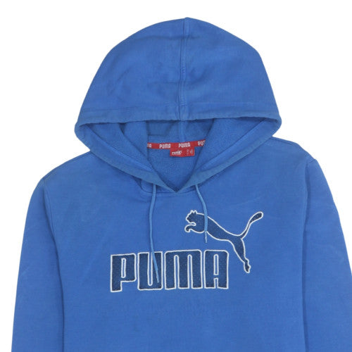 Puma Men's Blue Pullover Hoodie Size M Logo Fleece Sweatshirt