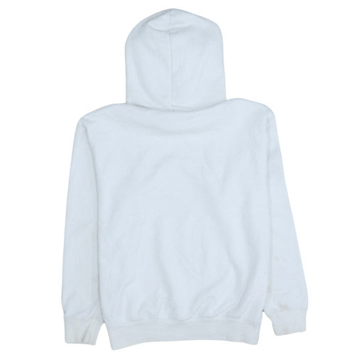 Champion Mens White Pullover Hoodie Medium Logo Sports Fleece