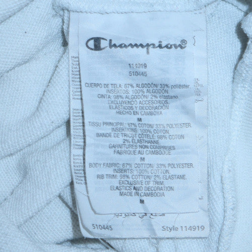 Champion Mens White Pullover Hoodie Medium Logo Sports Fleece