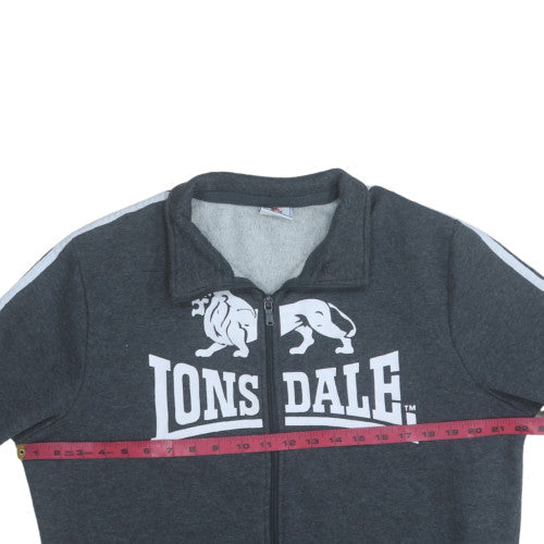 Lonsdale Mens Grey Full Zip Sports Sweatshirt M