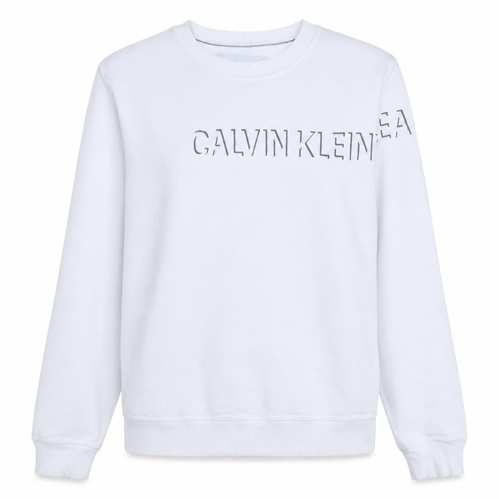 Calvin Klein Jeans Men's White Logo Pullover Sweatshirt Size S