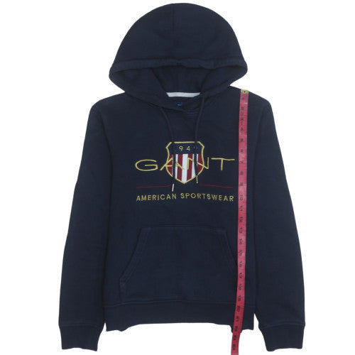 GANT Men's Blue Pullover Hoodie S Embroidered Logo Classic Style