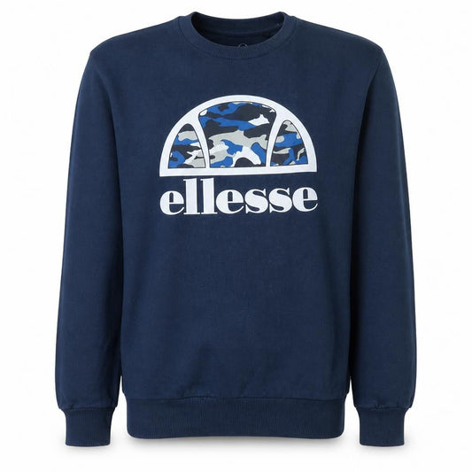 Ellesse Men's Blue Camo Logo Crew Neck Sweatshirt M